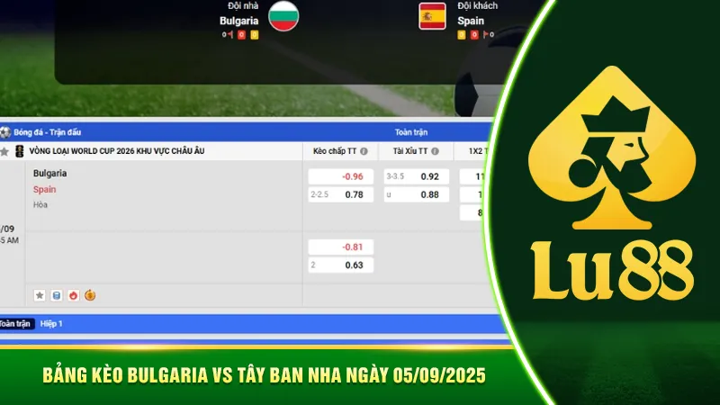 Bảng kèo Bulgaria vs Tây Ban Nha ngày 05/09/2025