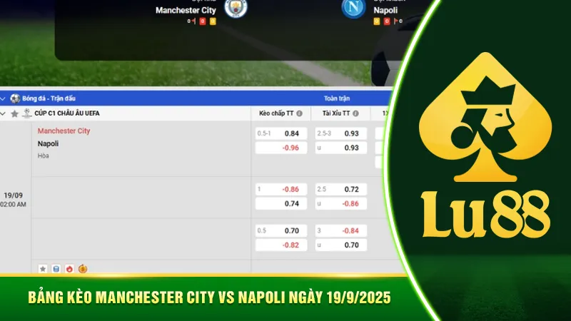 Bảng kèo Manchester City vs Napoli ngày 19/9/2025