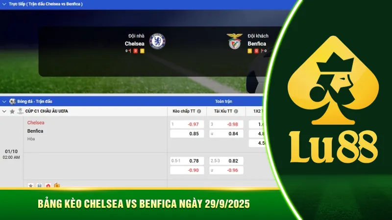 Bảng kèo Chelsea vs Benfica ngày 29/9/2025