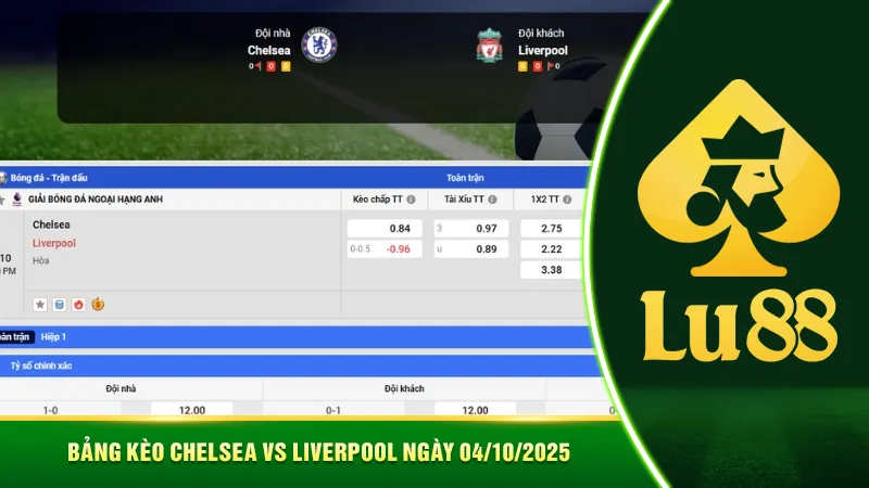Bảng kèo Chelsea vs Liverpool ngày 04/10/2025